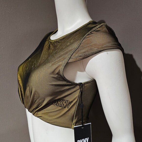 DKNY Cropped Mesh Overlay Bikini Top Size Small - Picture 3 of 10